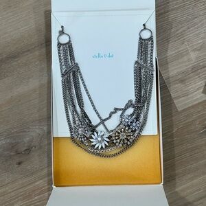 Stella & Dot Silver Floral Chain Necklace